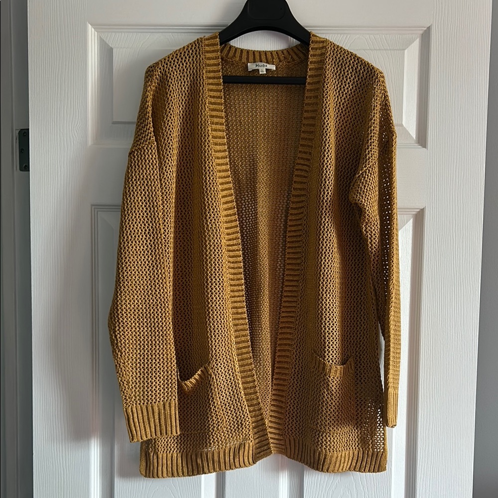 Mudd Mustard Open-Knit Cardigan
